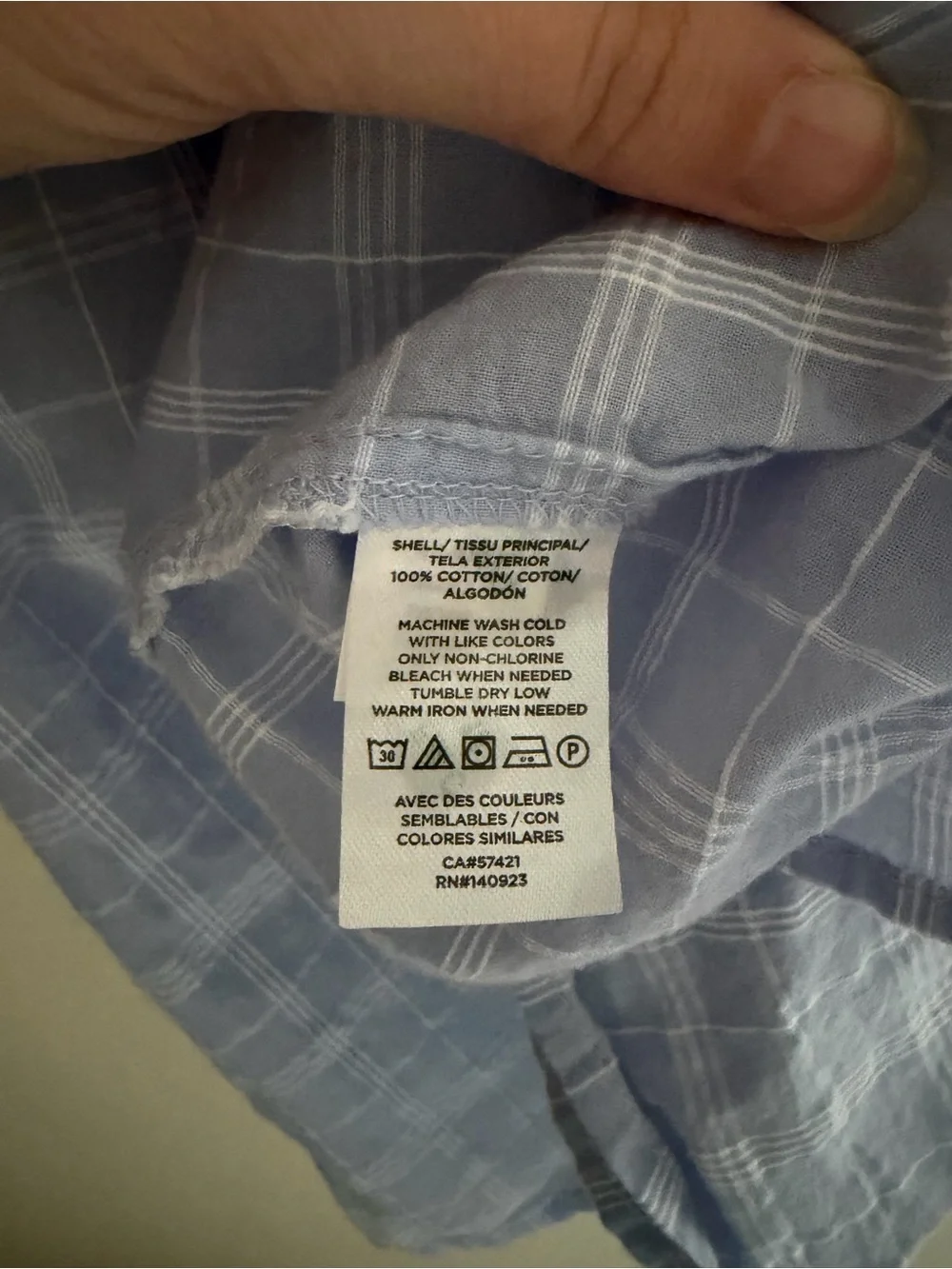 LOFT Light Blue Plaid Short Sleeve Top